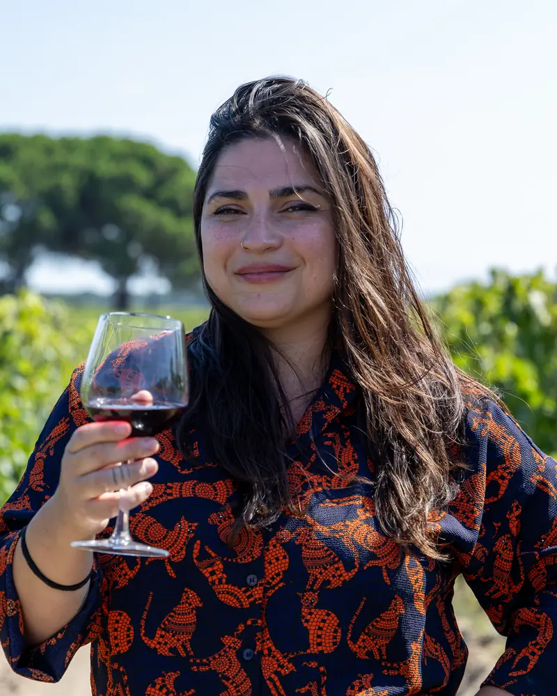 Meg, host and champion of Via Vinho, in a Portuguese vineyard near Lisbon.