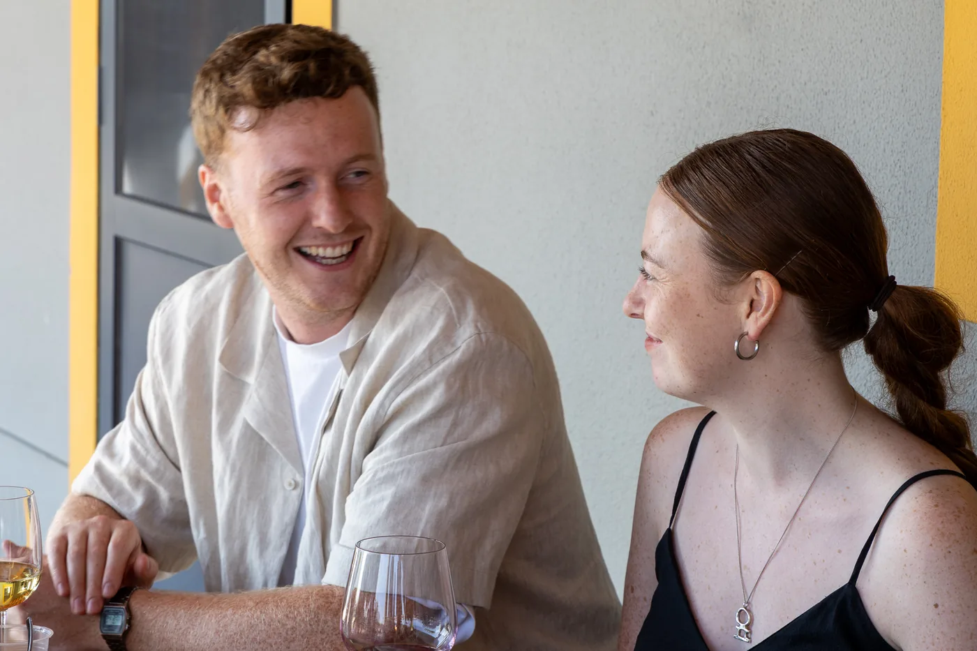 Couple enjoying a private wine tour experience in Portugal.